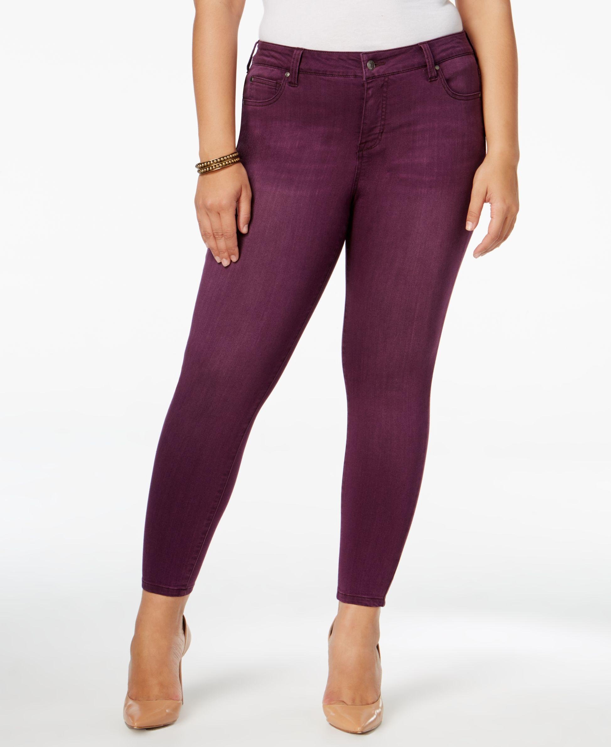 Lyst Celebrity Pink Trendy Plus Size Infinite Stretch Colored Wash Jeans In Purple 